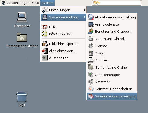 Image gnome_menue_synaptic