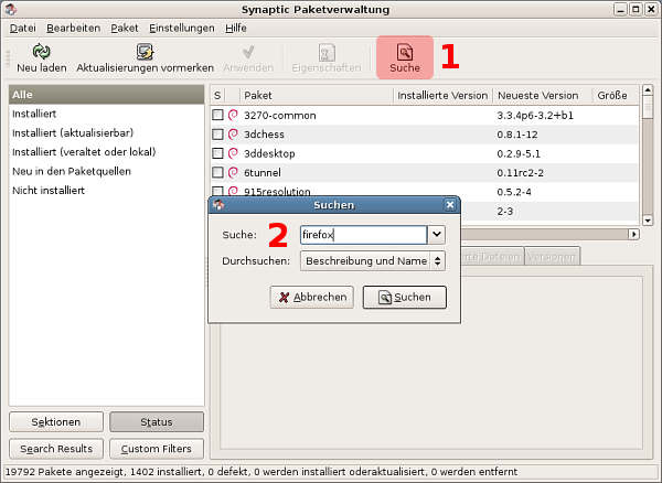 Image synaptic_firefox_suche